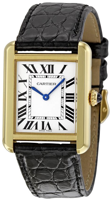 cartier black leather watch|leather cartier watch women.